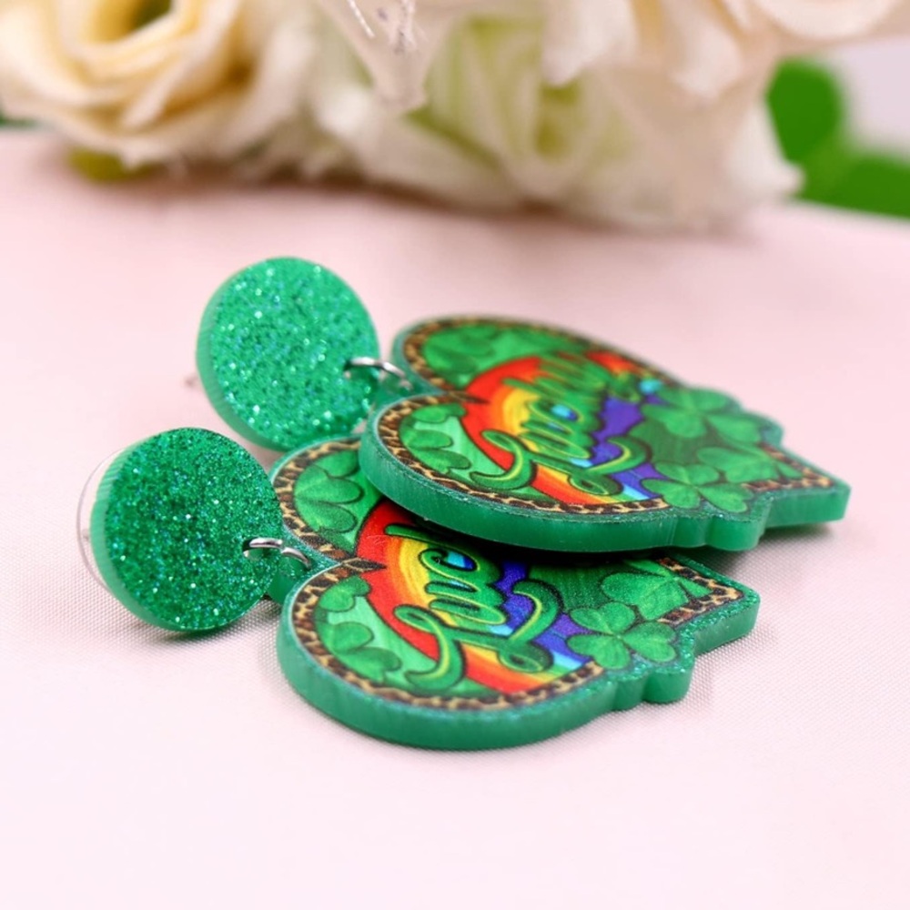 💫🍀LUCKY Rainbow🌈Luck o’ the Irish Earrings🌈🍀💫 - Picture 2 of 5